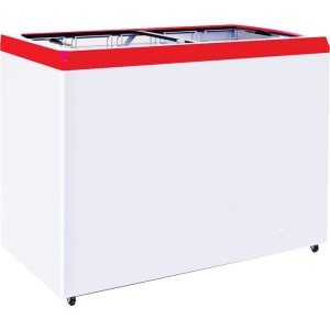 Ларь морозильный с прямым стеклом CRYSPI ЛВН 300 П (СF 300FQ) красный 4 корзины