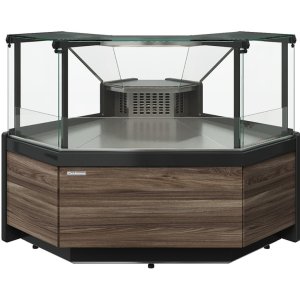 Витрина холодильная Carboma GC111 VM 6 (1008 Темный дуб) (внутренний угол, динамика, без боковин)