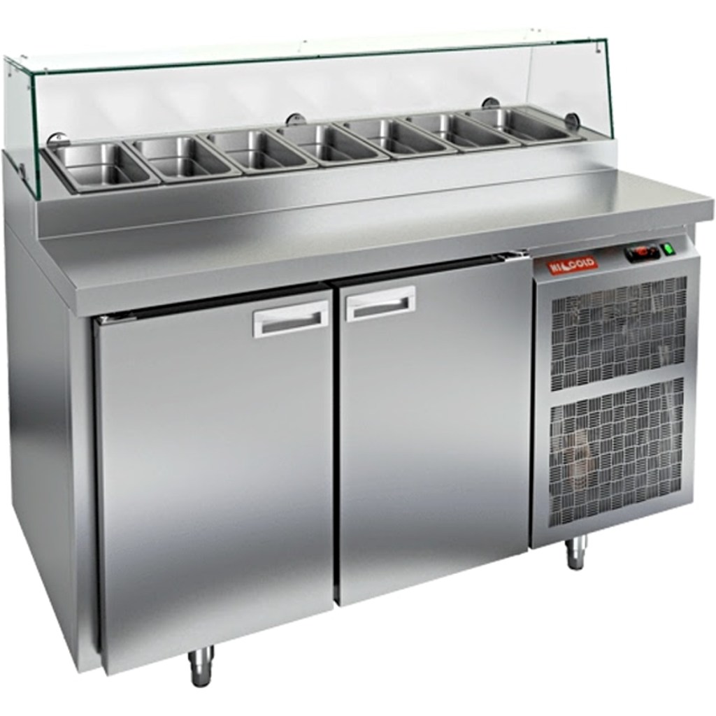 Стол холодильный для пиццы HiCold PZ1-11/GN (1/3H) стекло (R290)